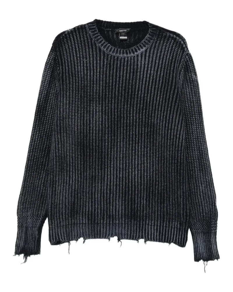 Avant Toi Gerippter Pullover im Distressed-Look - Blau Blau