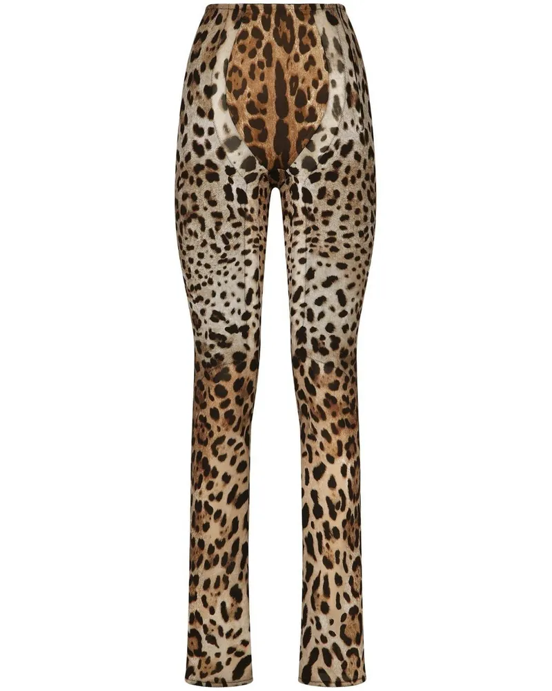 Dolce & Gabbana KIM DOLCE&GABBANA Schlaghose mit Leoparden-Print - Nude Nude