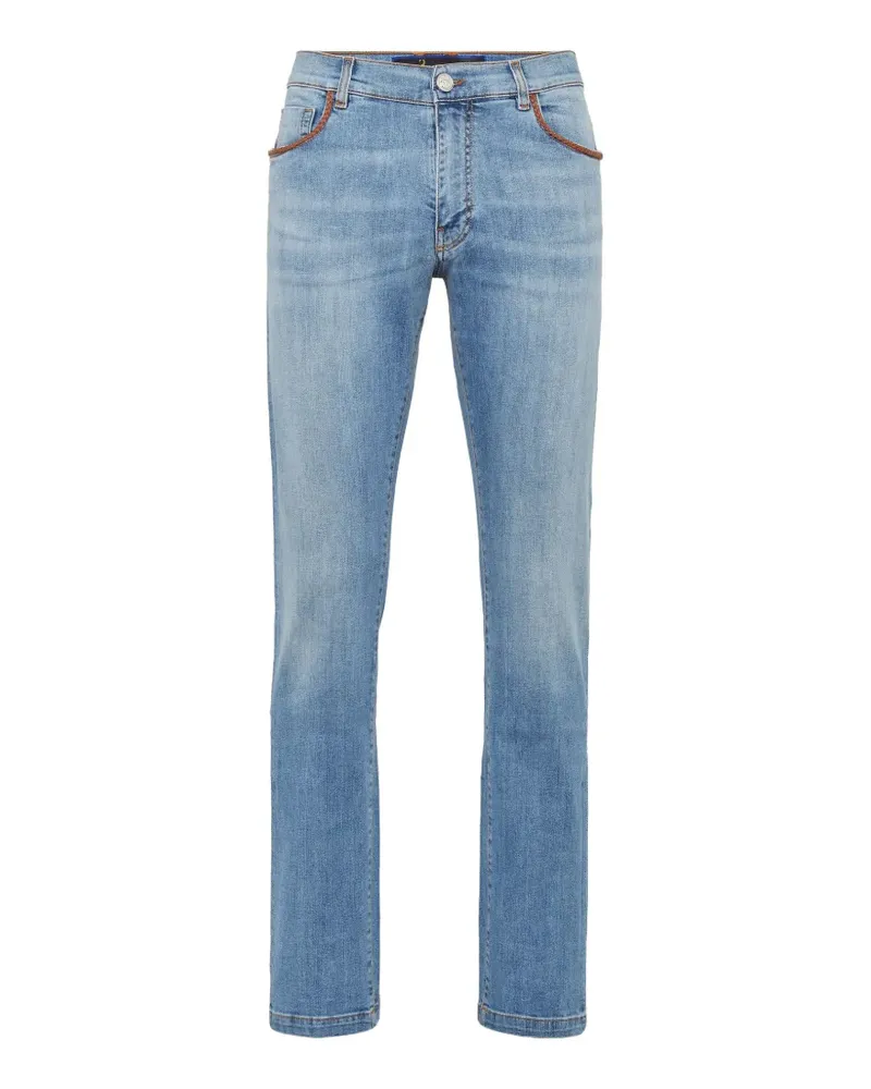 Billionaire straight-cut braided-trimming jeans - Blau Blau