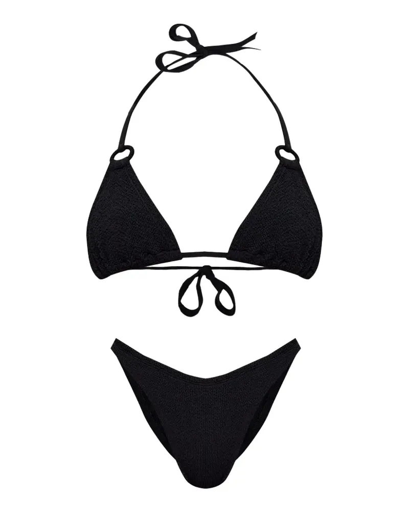 Hunza G Eva crinkle-effect ring-detail bikini - Schwarz Schwarz