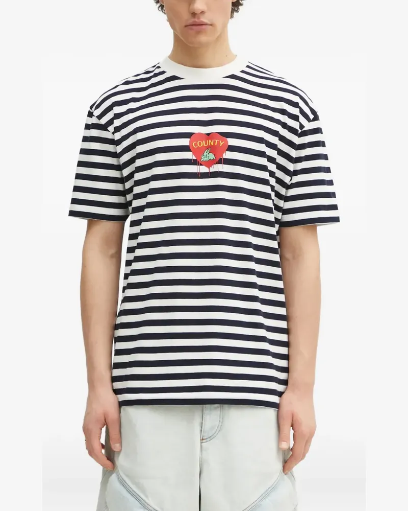 Marcelo Burlon | County of Milan Gestreiftes T-Shirt mit Herzdetail - Schwarz Schwarz