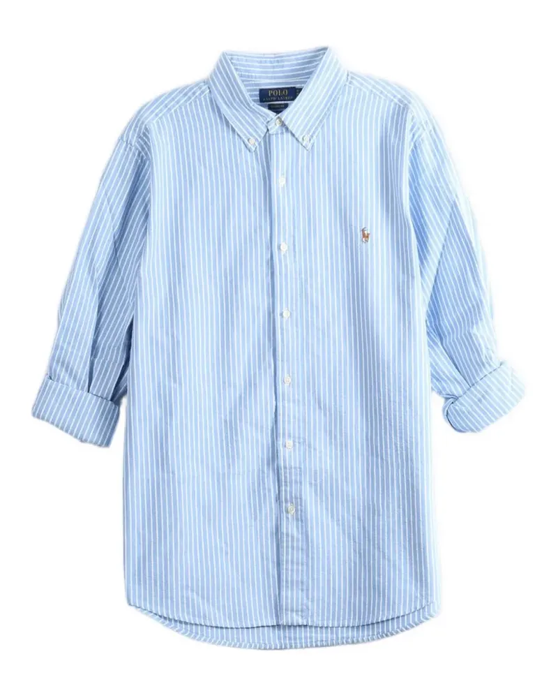 Ralph Lauren vertical-stripe embroidered-logo shirt - Blau Blau