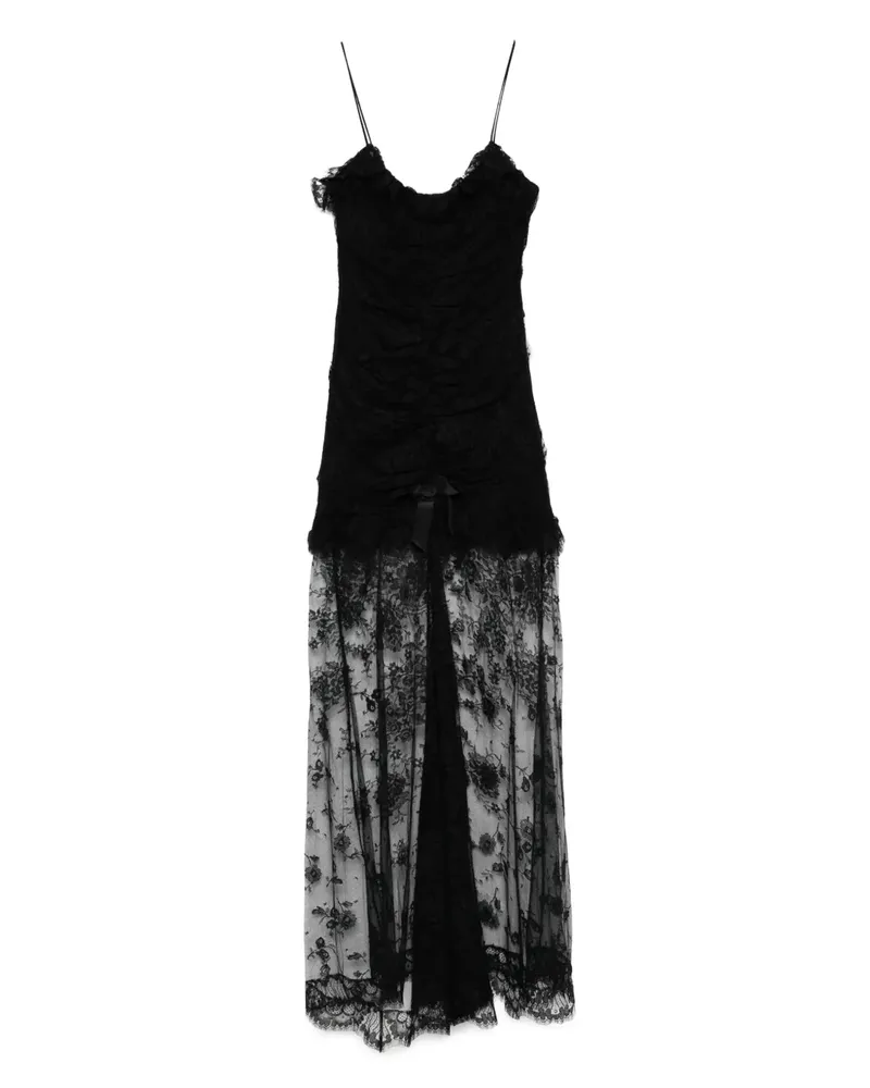 Alessandra Rich Gerafftes Spitzenkleid - Schwarz Schwarz