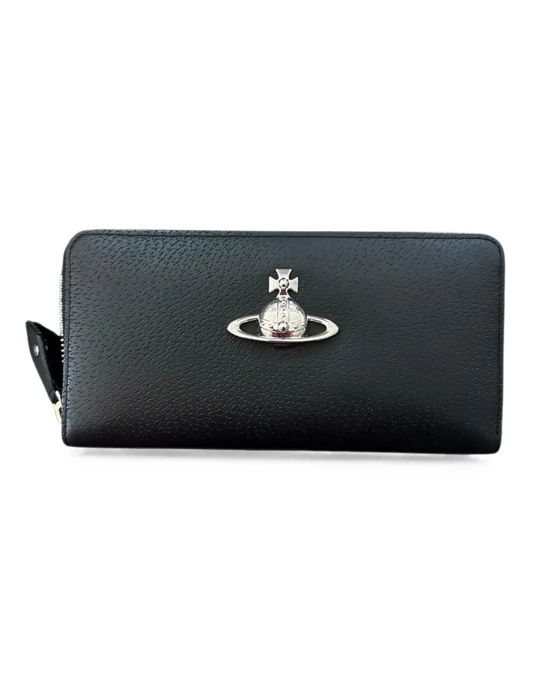 Vivienne Westwood Orb plaque grained leather wallet - Schwarz Schwarz