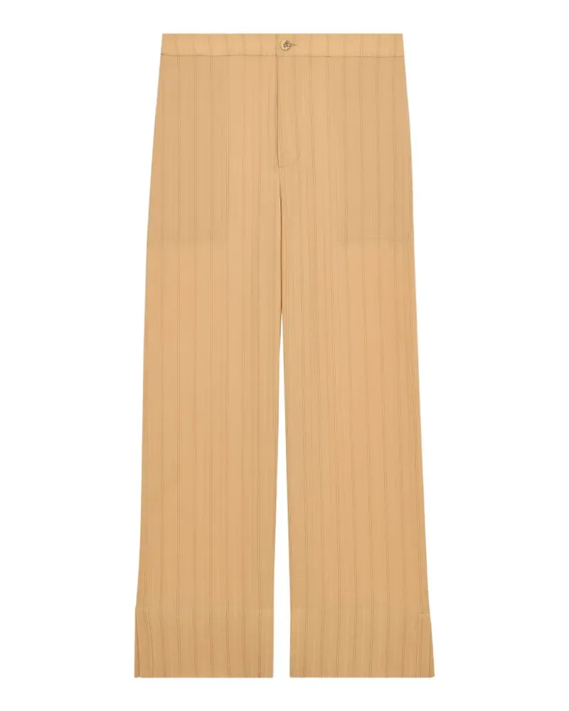 Saint Laurent pinstriped wide-leg trousers - Nude Nude