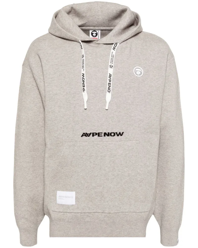 BAPE AAPENOW Hoodie mit Moonface-Strick - Grau Grau