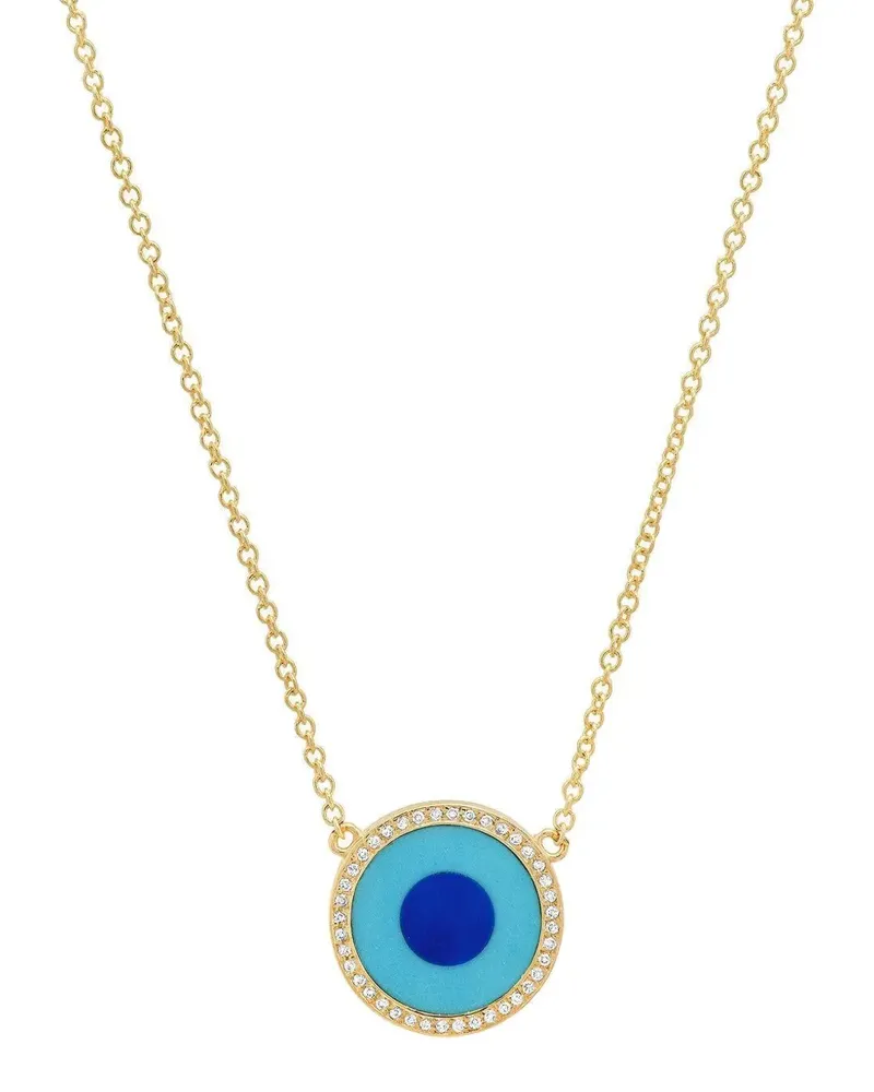 Jennifer Meyer Evil Eye-motif diamond and turquoise necklace - Gold Gold