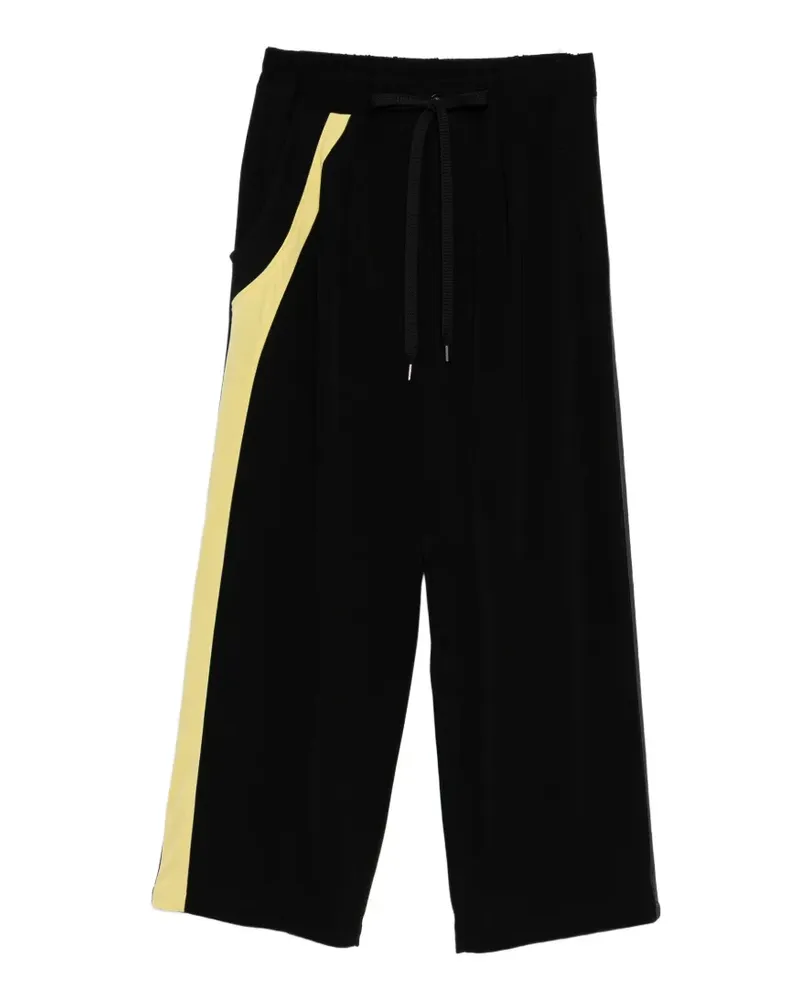 Yohji Yamamoto tape-detail jersey track pants - Schwarz Schwarz
