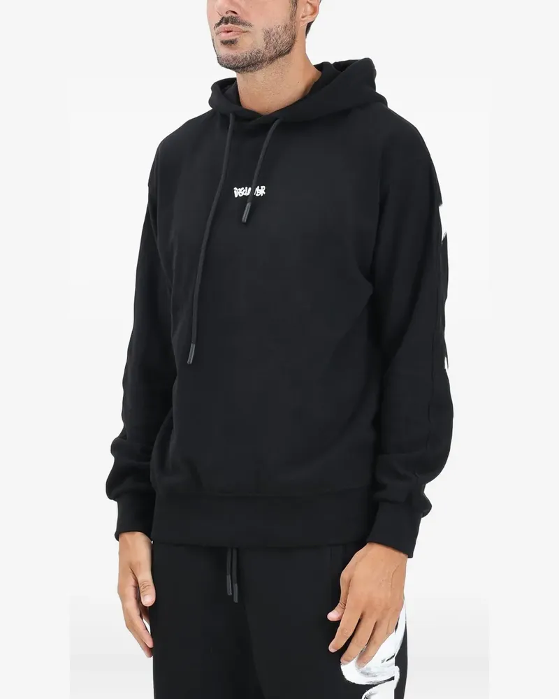 DISCLAIMER hooded graphic-print sweater - Schwarz Schwarz