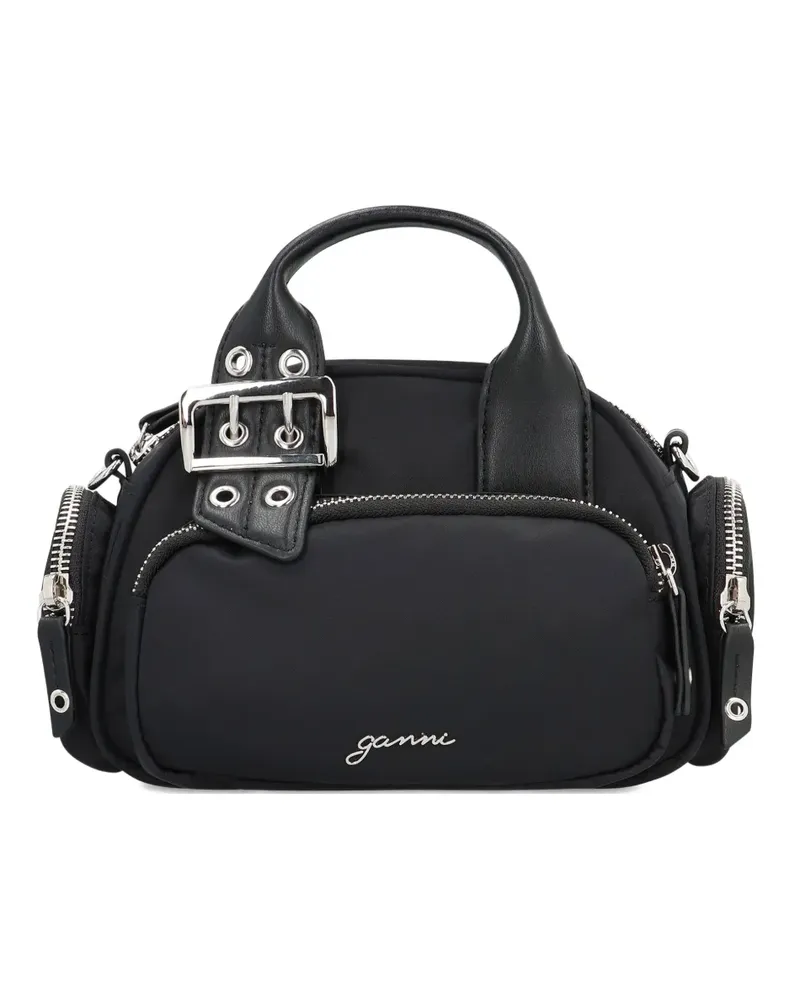 Ganni Mini Polochon Tote Bag mit Reißverschluss - Schwarz Schwarz