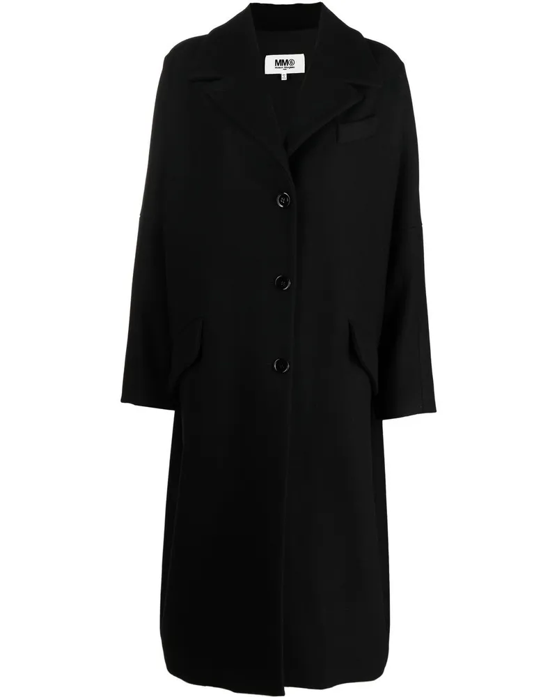 Maison Margiela Einreihiger Mantel aus Filz - Schwarz Schwarz