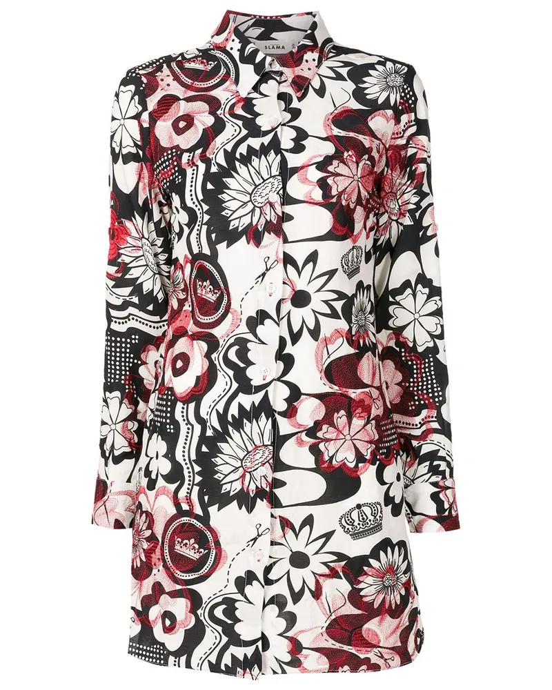 Amir Slama Kaftan mit Blumen-Print - Weiß Weiß
