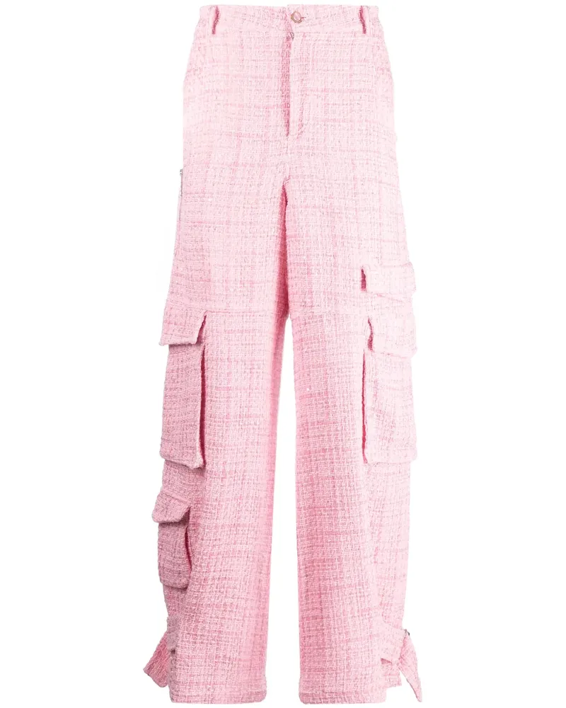 GCDS Weite Ultracargo Tweed-Hose - Rosa Rosa