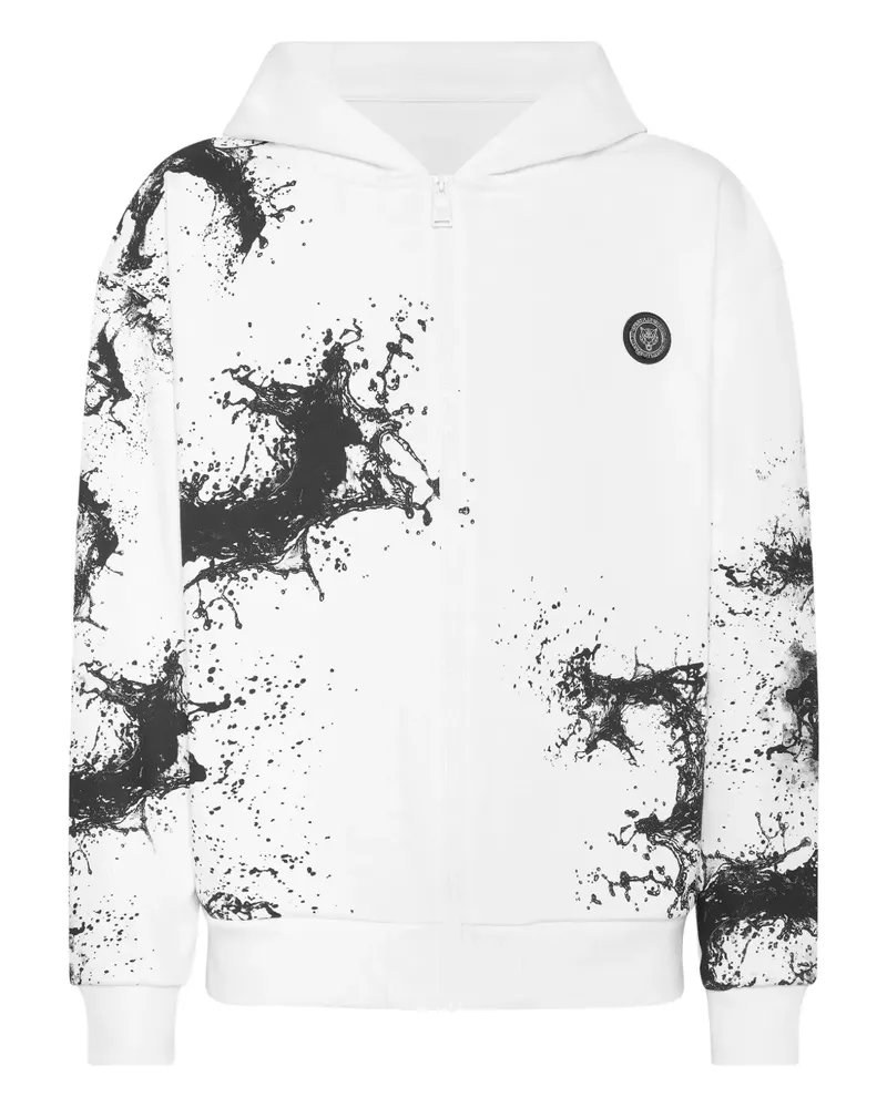 Philipp Plein Kapuzenjacke mit Splash-Print - Weiß Weiß