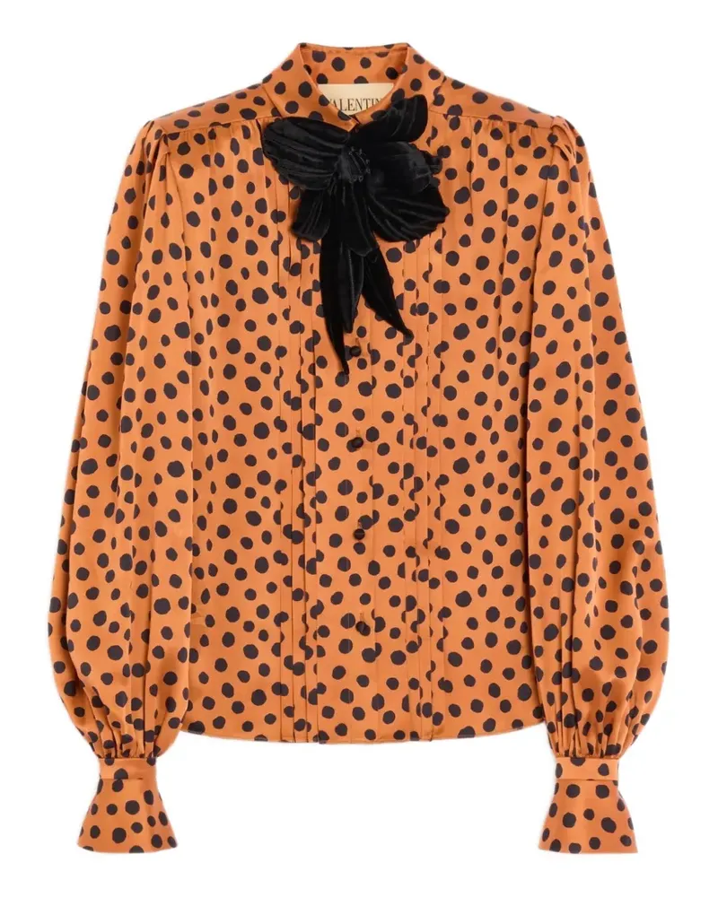 Valentino Garavani crepe satin shirt with Plus de Pois Dalmata print - Orange Orange