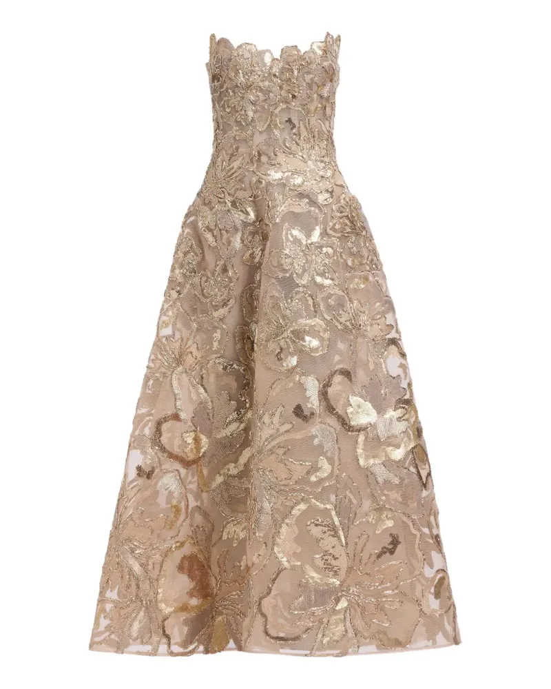 Elie Saab Midikleid mit Pailletten-Stickerei - Nude Nude