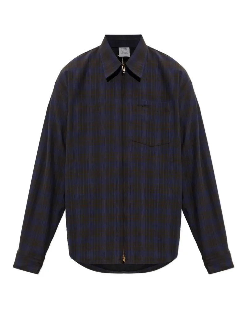 VETEMENTS check-pattern zip-up shirt jacket - Schwarz Schwarz