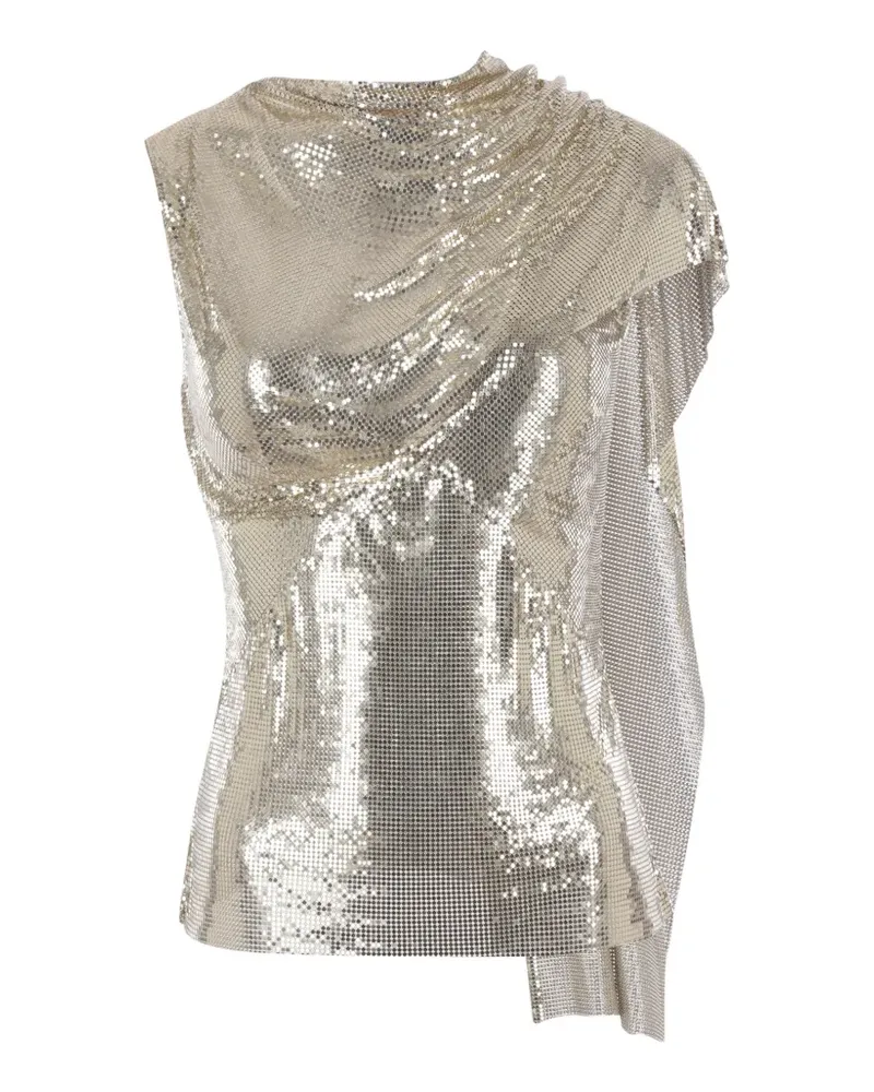 Paco Rabanne Drapiertes Mesh-Top - Gold Gold