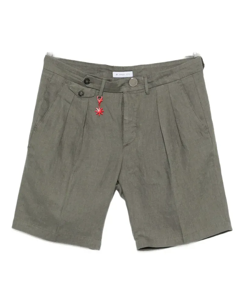 Manuel Ritz pleated linen shorts - Grün Grün
