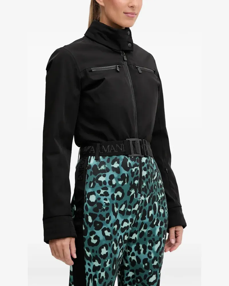 EA7 Leopard print zip ski trousers - Schwarz Schwarz