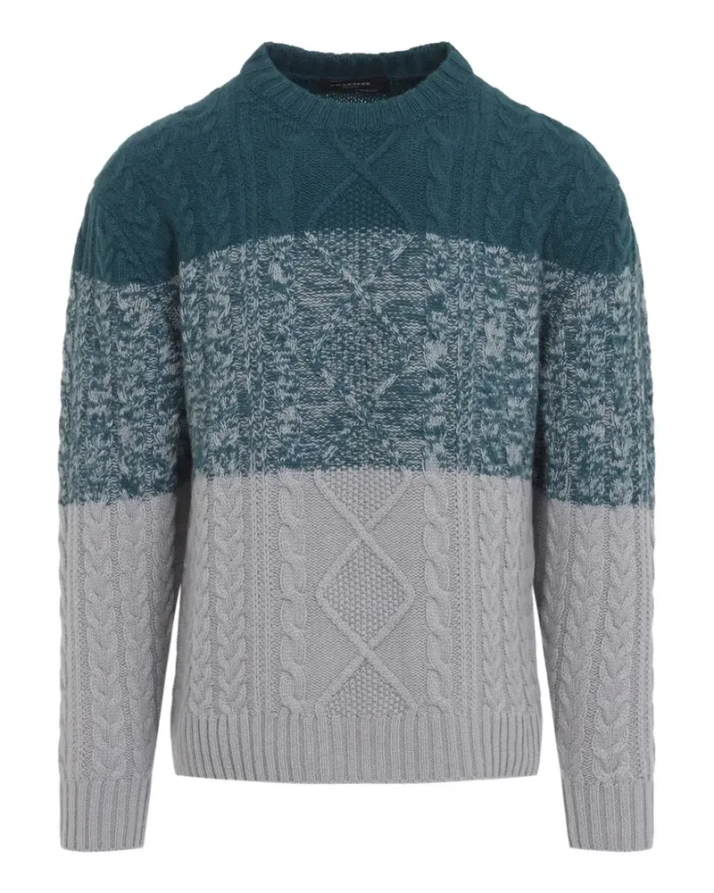 Kiton Pullover in Colour-Block-Optik - Blau Blau