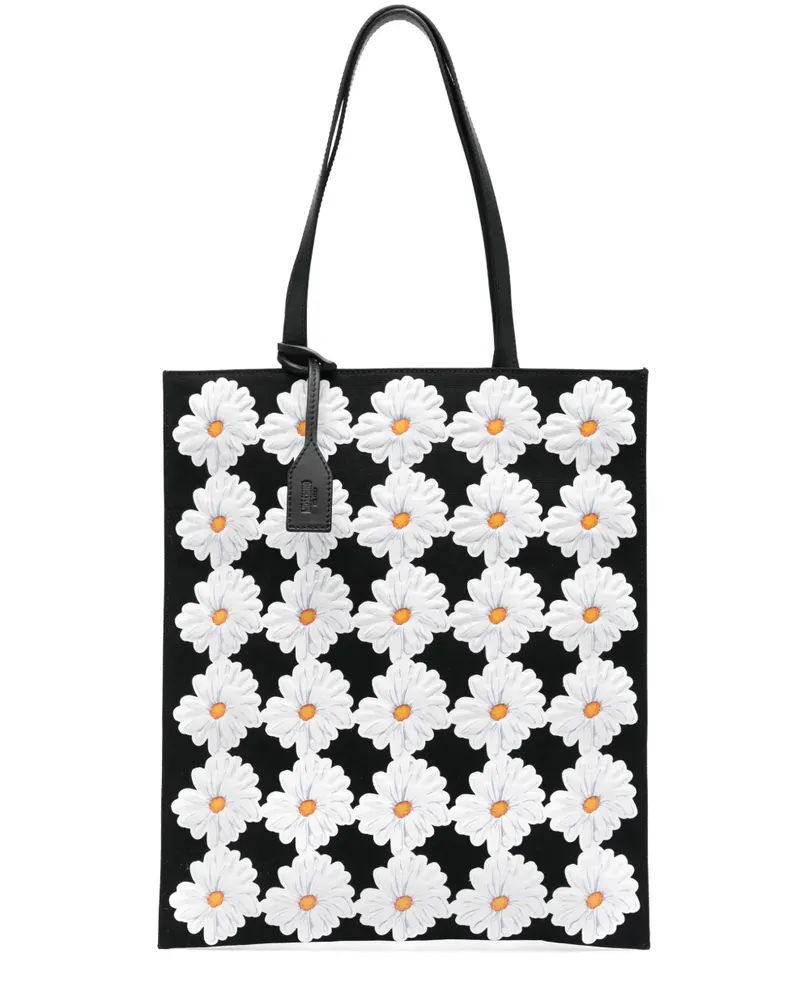 Moschino Handtasche mit Blumenapplikation - Schwarz Schwarz