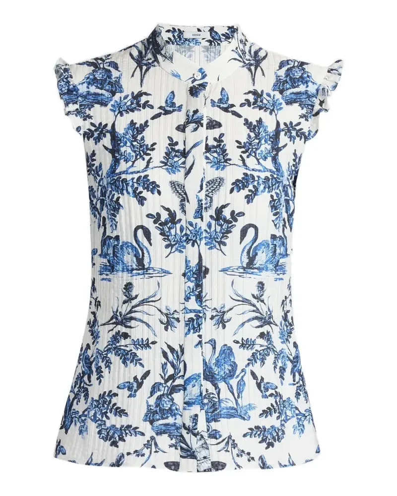 Erdem crinkled jacquard sleeveless blouse - Blau Blau