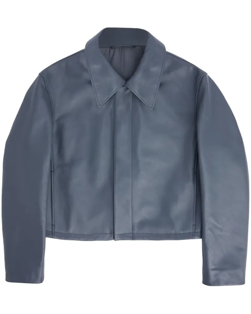 Christophe Lemaire Cropped-Jacke mit Rundhalsausschnitt - Blau Blau