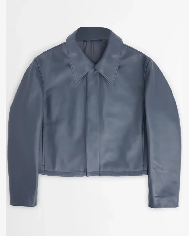 Christophe Lemaire Cropped-Jacke mit Rundhalsausschnitt - Blau Blau