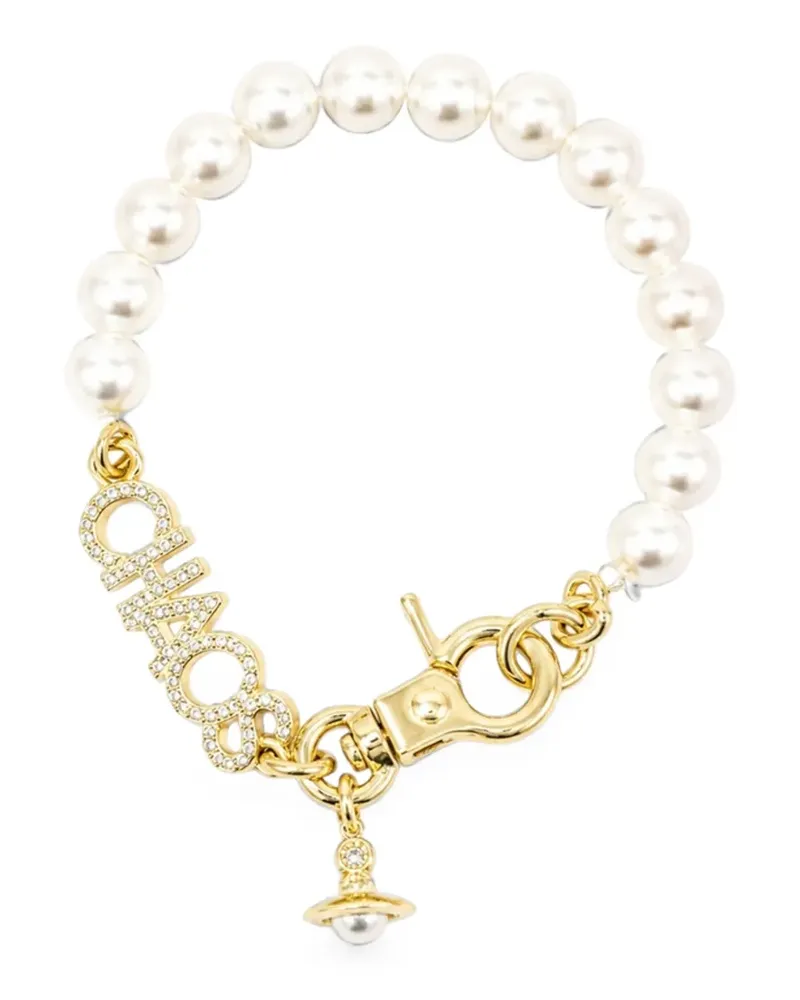 Vivienne Westwood Chaos crystal-embellished pearl bracelet - Gold Gold