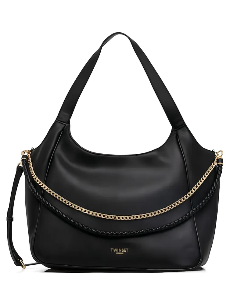 Twin-Set Schultertasche mit Kettenriemen - Schwarz Schwarz