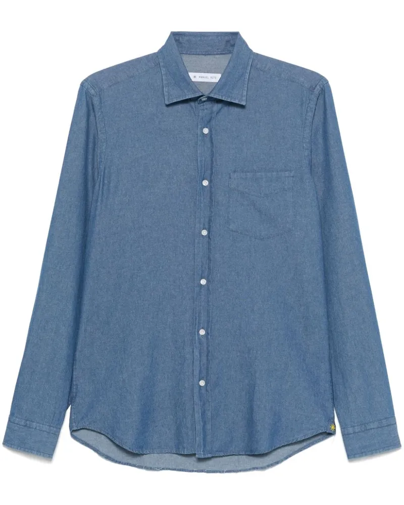 Manuel Ritz Hemd aus Chambray - Blau Blau