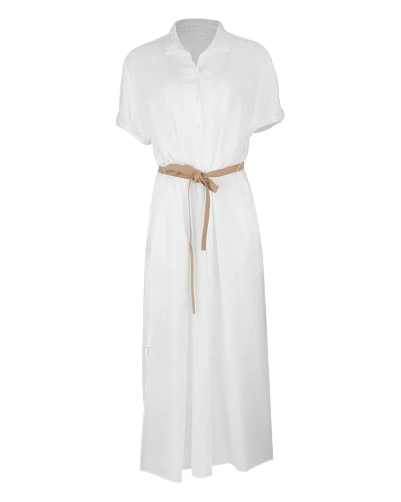 Xírena Linnet button-front belted midi dress - Weiß Weiß