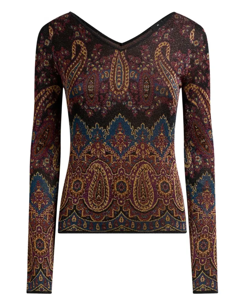 Etro Jacquard-Oberteil mit V-Ausschnitt - Blau Blau