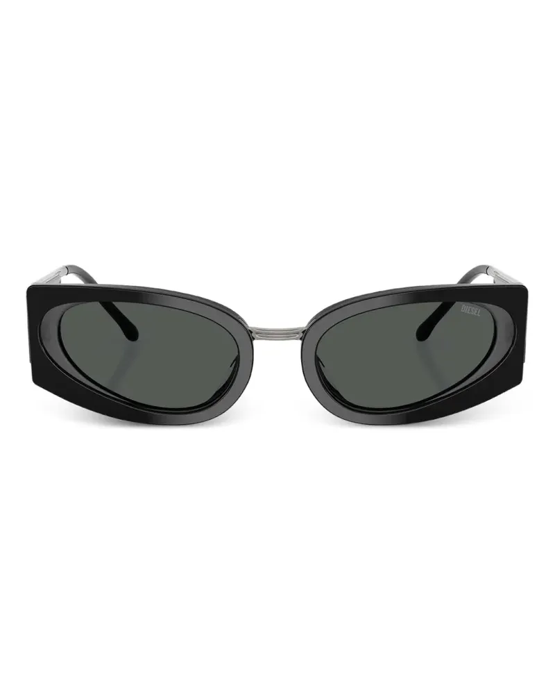 Diesel Sonnenbrille mit ovalem Gestell - Schwarz Schwarz