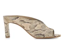 snake-print sandals - Nude
