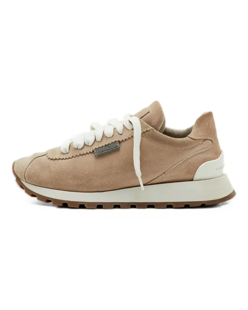 Brunello Cucinelli Monili suede sneakers - Nude Nude