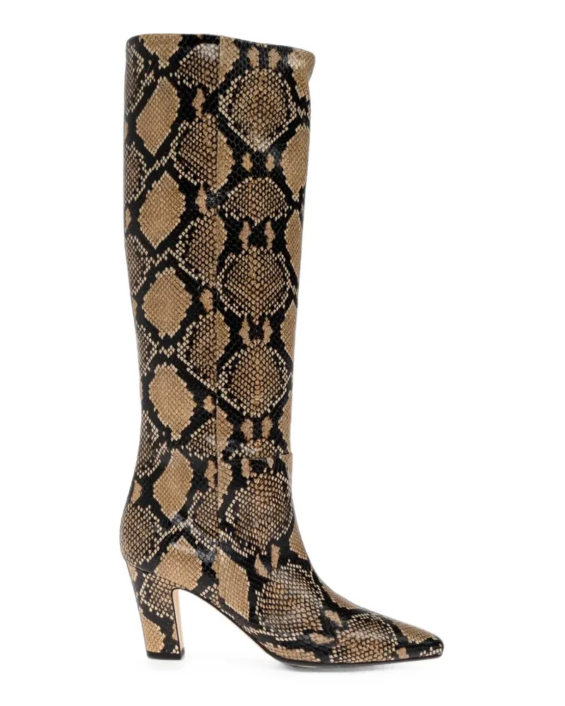 aeyde Silva Stiefel mit Schlangenprint - Nude Nude