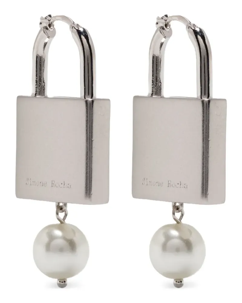 Simone Rocha Padlock Ohrringe mit Perlen - Silber Silber