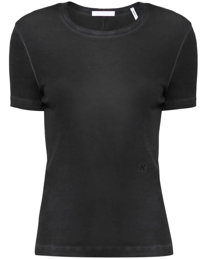 Helmut Lang Gefärbtes Shrunken T-Shirt - Schwarz Schwarz