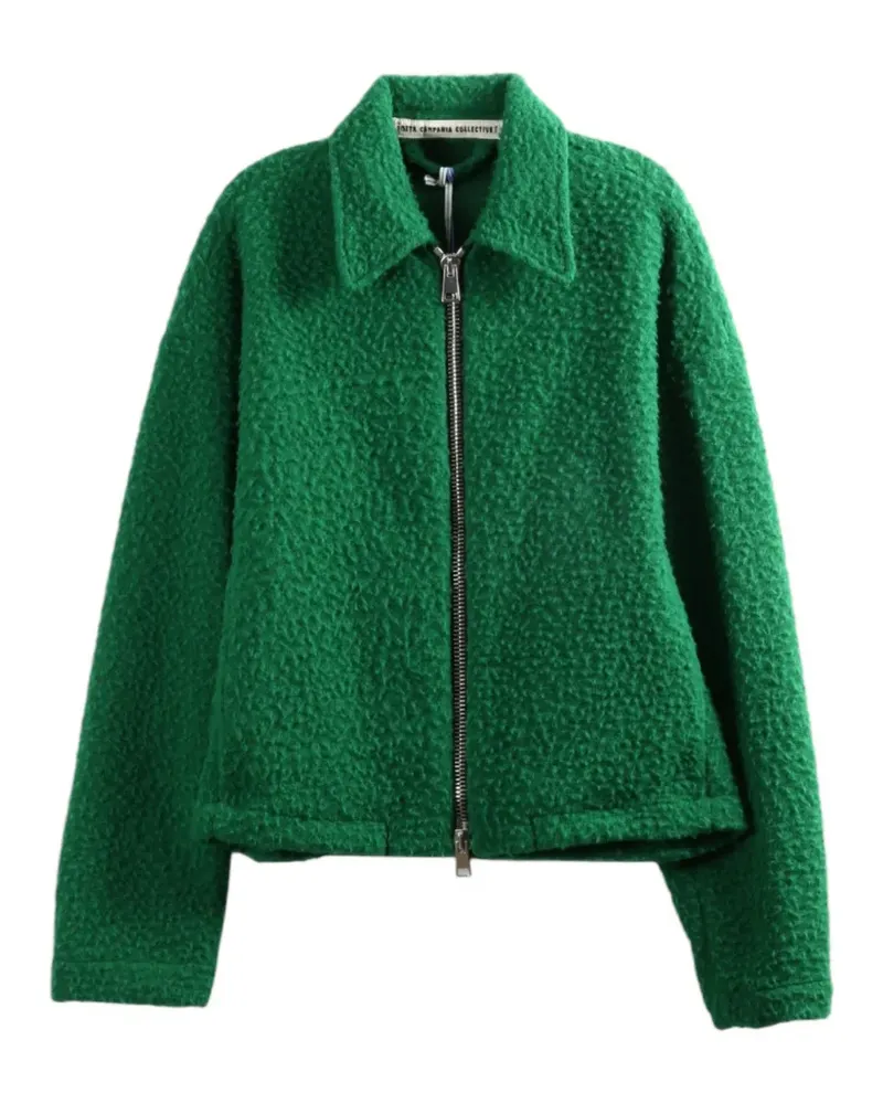 Meta Campania Collective Tino bouclé-texture zip-up jacket - Grün Grün