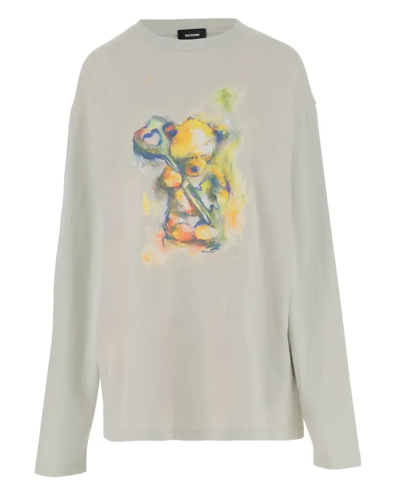 WE 11 DONE Langarmshirt mit Cartoon-Print - Grün Grün