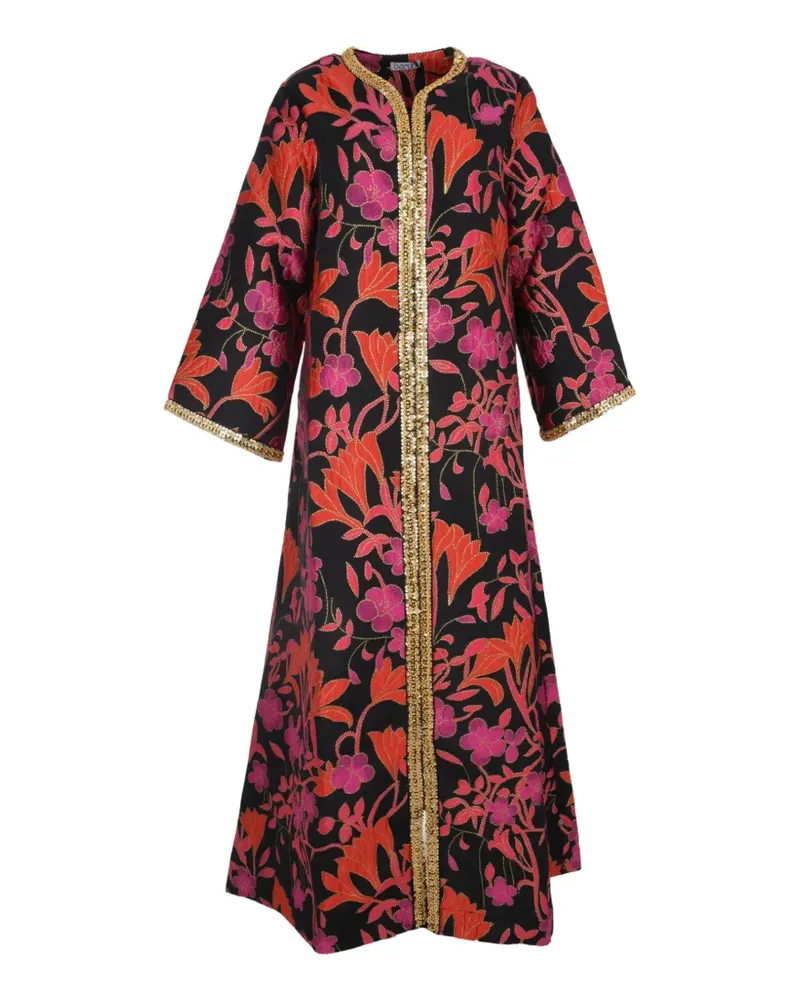 Baruni Aziza Abaya floral coat - Schwarz Schwarz