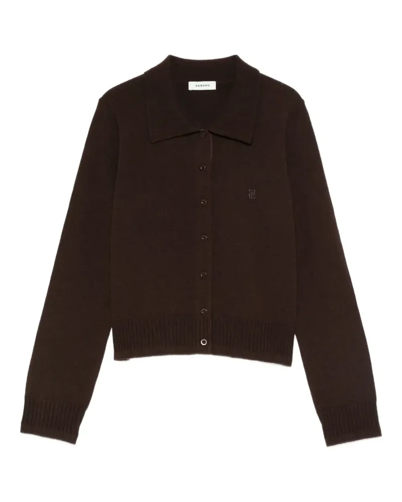 Sandro Cardigan mit Poloshirtkragen - Braun Braun