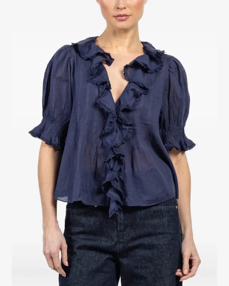 DÔEN Henri ruffled top - Blau Blau