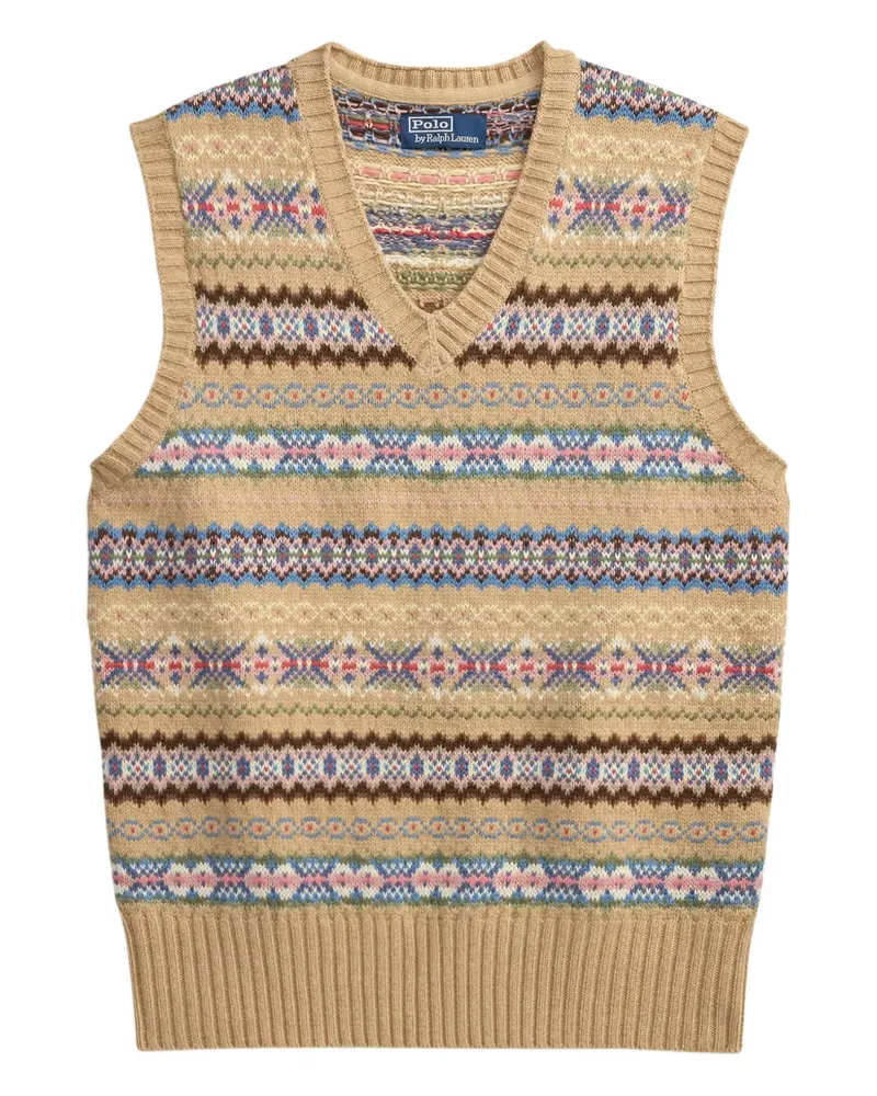 Ralph Lauren Gemusterter Pullunder mit V-Ausschnitt - Nude Nude