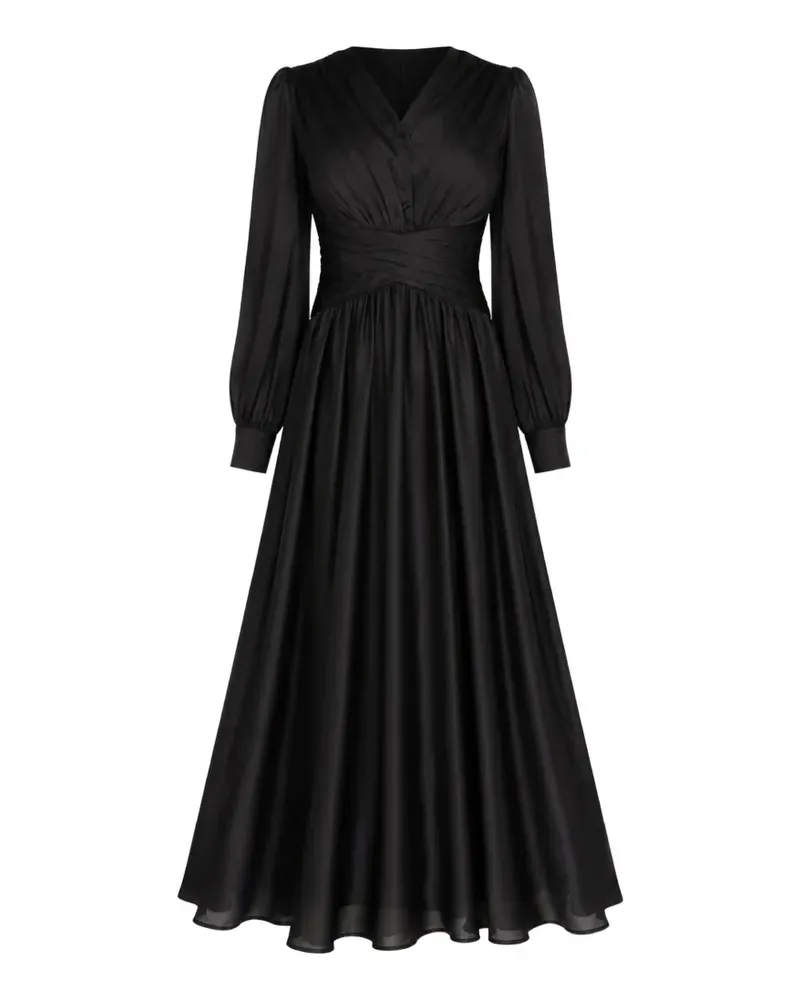 Guess Helene Maxikleid mit Falten - Schwarz Schwarz