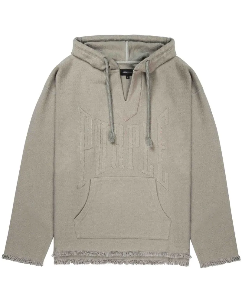 PURPLE BRAND Hoodie mit Logo-Applikation - Grau Grau