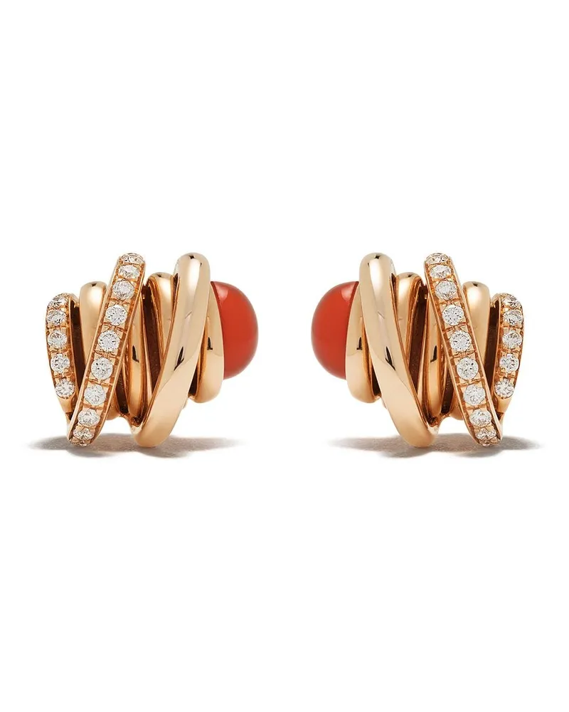 De Grisogono 18kt Rotgoldohrstecker mit Karneol und Diamanten - Rosa Rosa