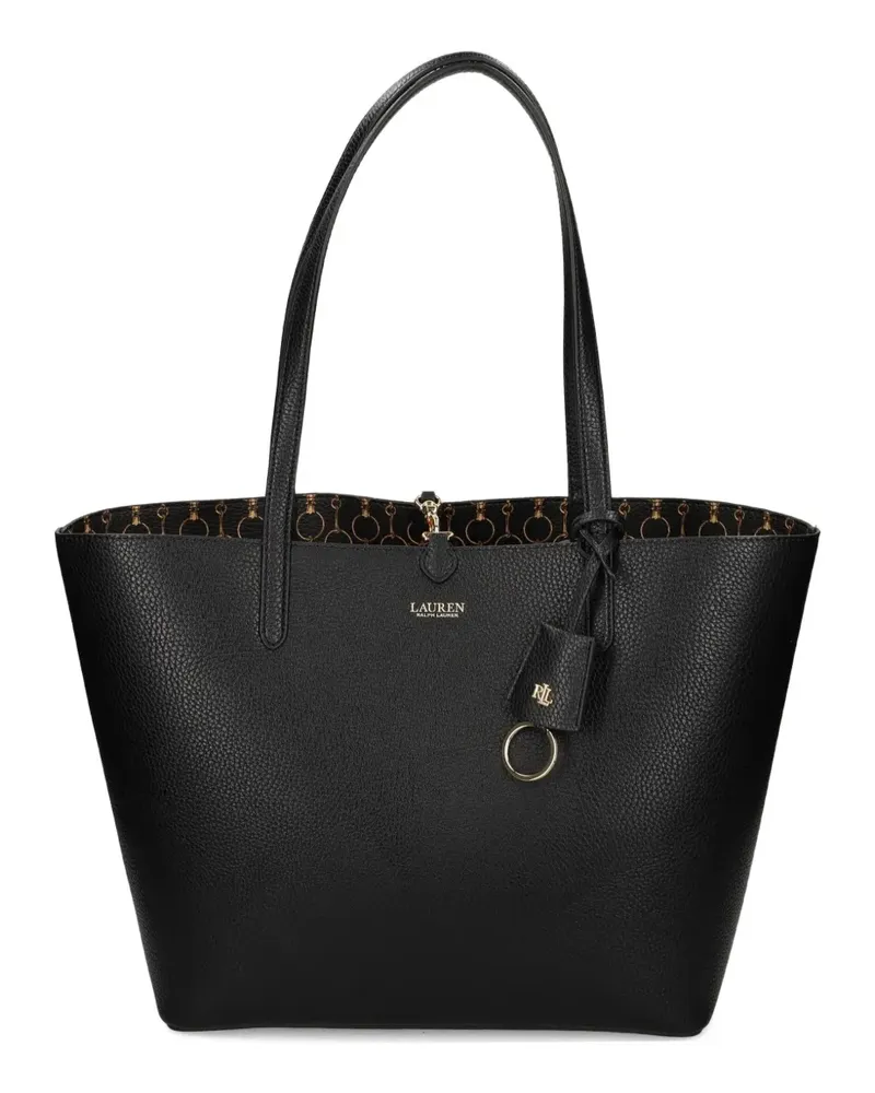 Ralph Lauren Tote Bag aus gekörntem Leder mit Anhänger - Schwarz Schwarz